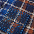 Loewe Men's Patchwork Check Shirt in Navy/Brown