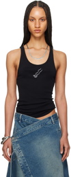 LU'U DAN Black Embroidered Tank Top