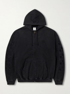 VETEMENTS - Logo-Embroidered Cotton-Jersey Zip-Up Hoodie - Black