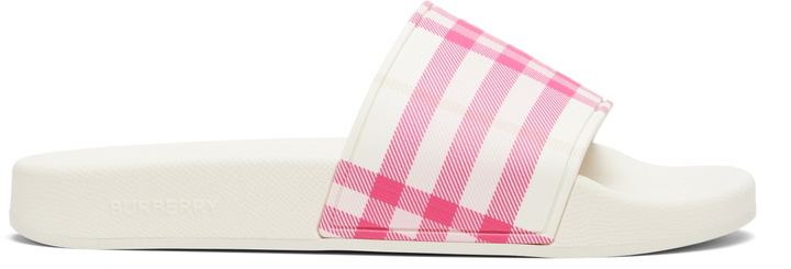 Photo: Burberry Off-White & Pink Check Slides