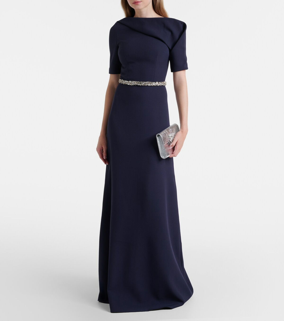 Safiyaa Stephanie embellished draped crêpe gown