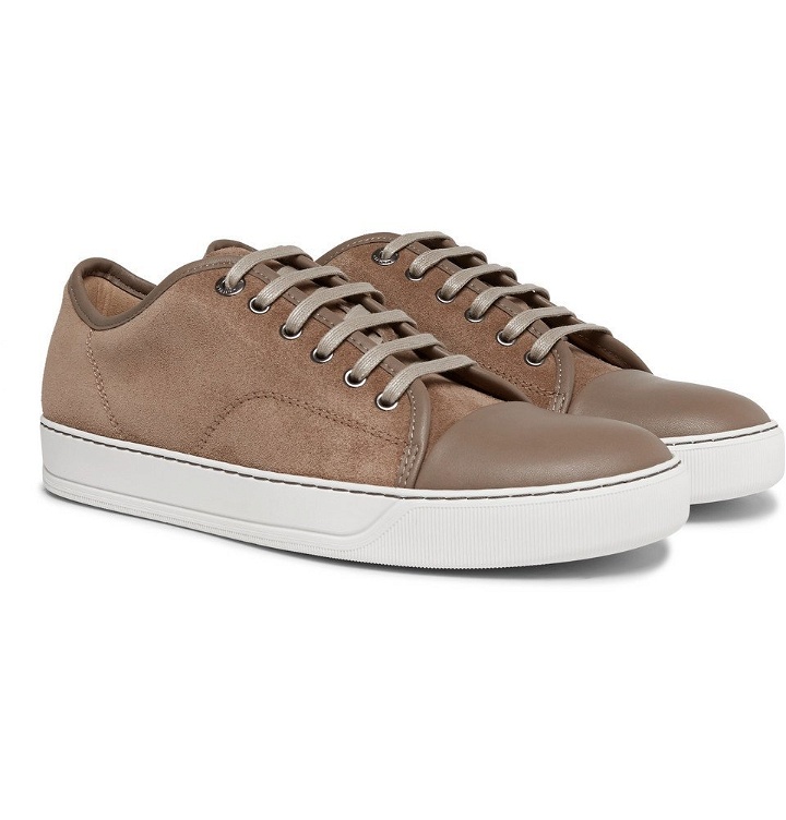 Photo: Lanvin - Cap-Toe Suede and Leather Sneakers - Men - Beige