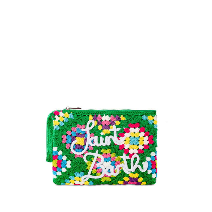 Photo: MC2 Saint Barth Parisienne Green Crochet Pouch Bag With Saint Barth