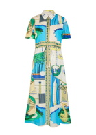 Tory Burch Printed Silk and Cotton-blend Midi Shirt Dress Multicoloured
