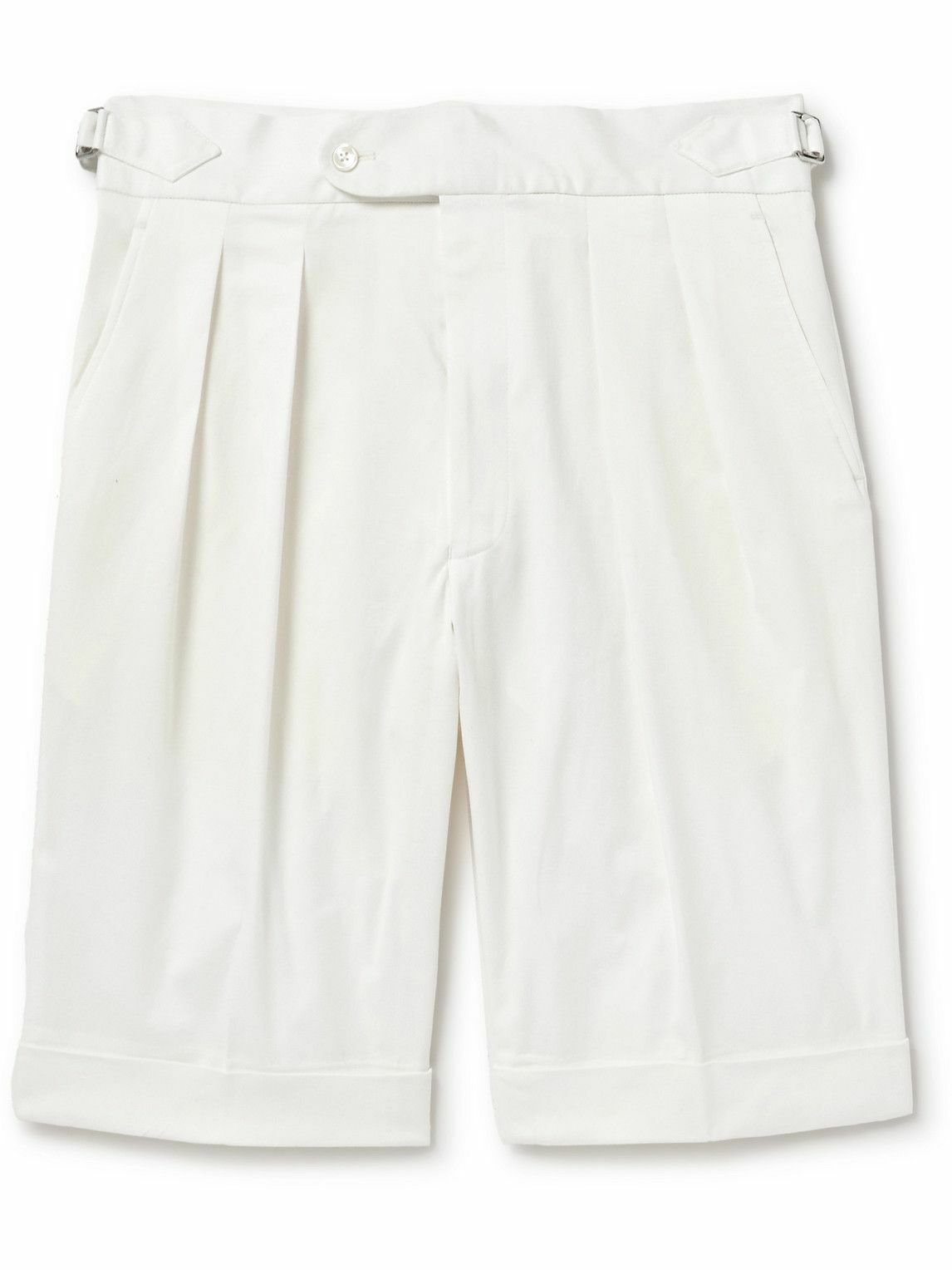 Richard James - Straight-Leg Pleated Cotton-Blend Twill Shorts - Neutrals