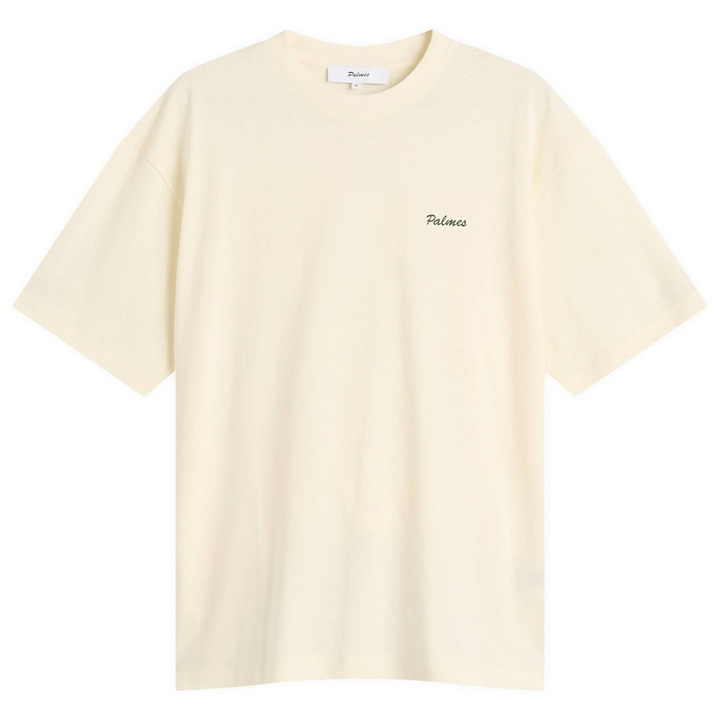 Photo: Palmes Men's Logo Stitch T-Shirt in Off-White