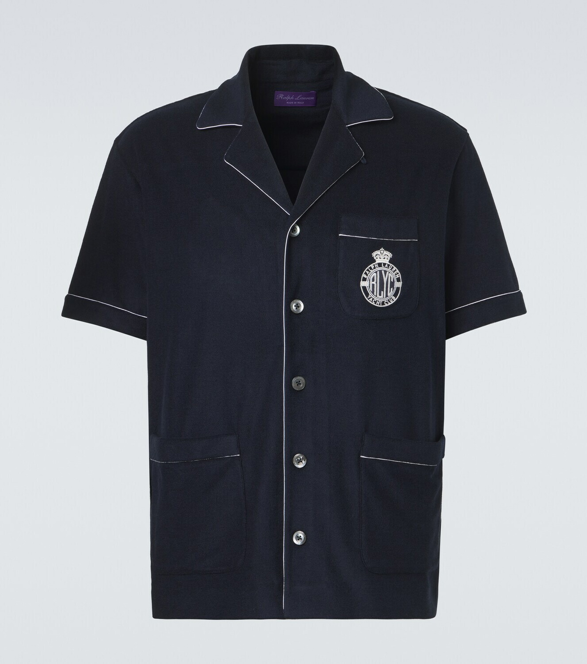 Ralph Lauren Purple Label Embroidered cotton and silk terry shirt