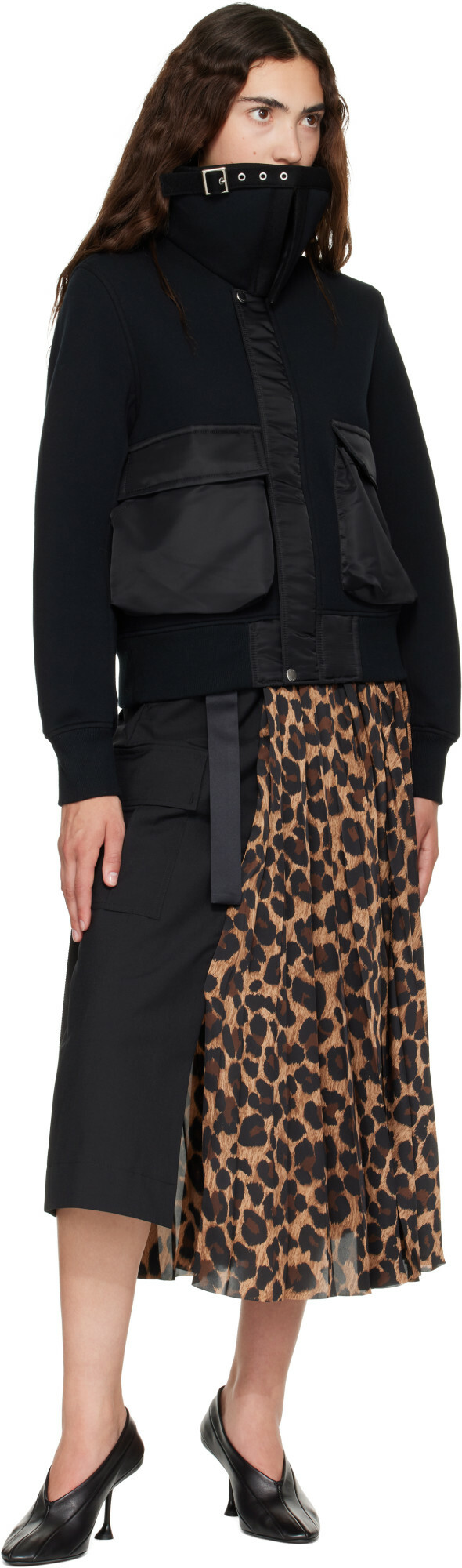 sacai Black Sponge Sweat Blouson Jacket