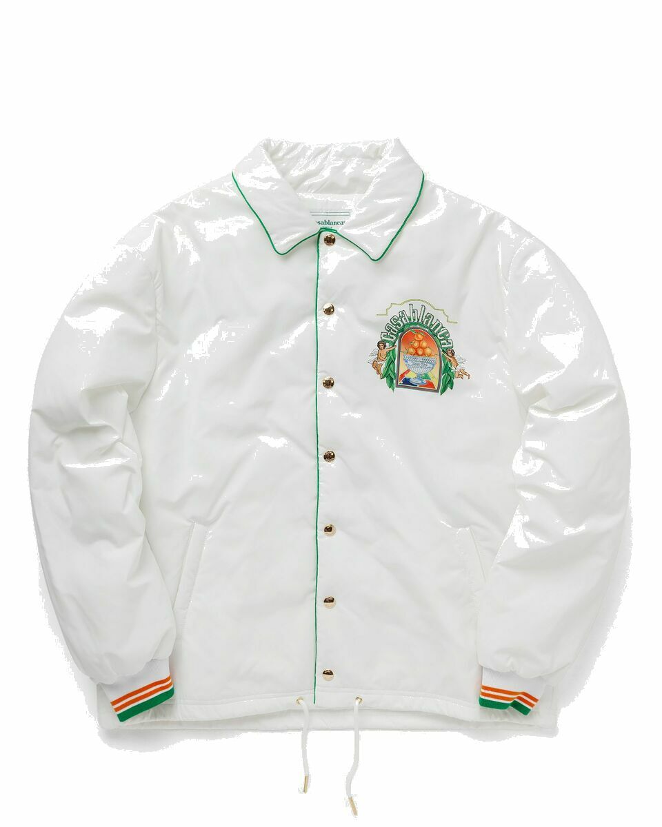 Photo: Casablanca Mens Printed Polyester Wadded Jacket White - Mens - Windbreaker