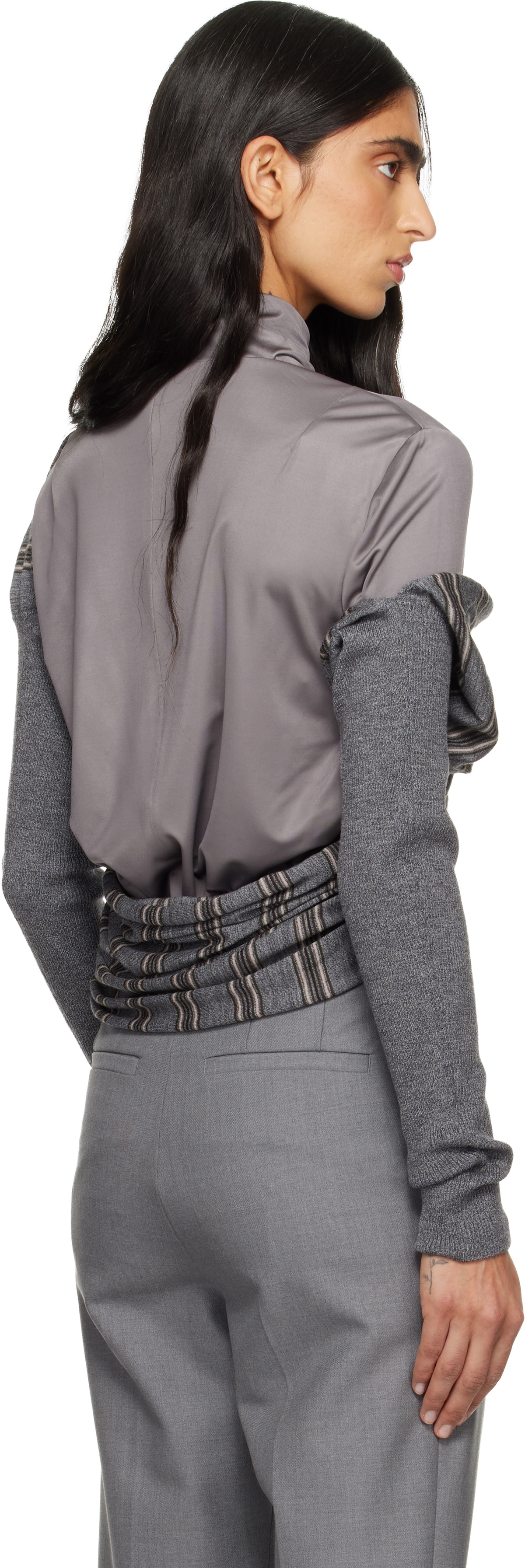 Dries Van Noten Gray Wrap Sweater