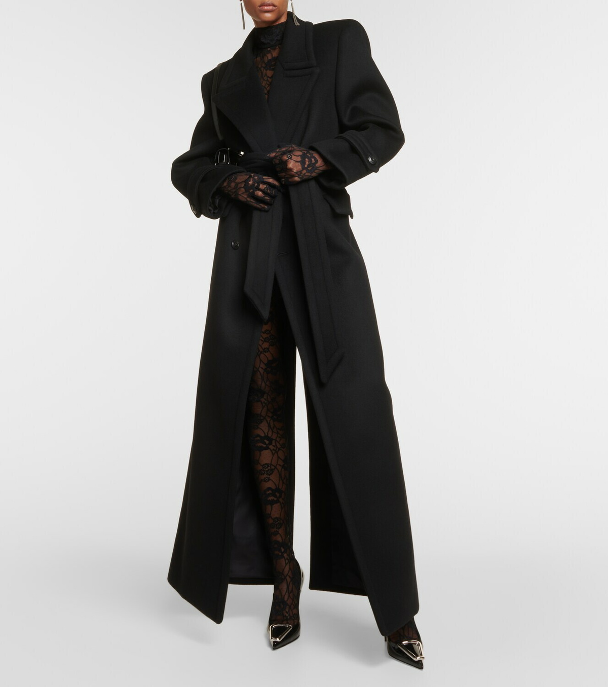 【送料&関税込】Saint Laurent Black Lace Collant SAINT LAURENT Stretch-lace tights | NET-A-PORTER