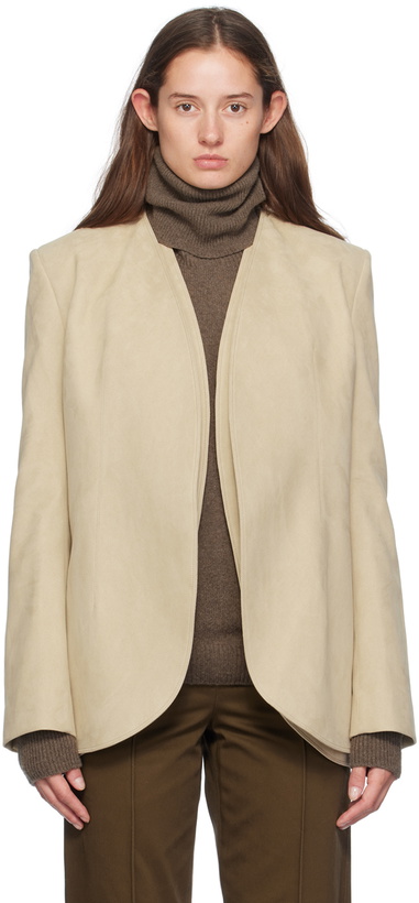 Photo: GIA STUDIOS Beige Tulip Faux-Suede Jacket