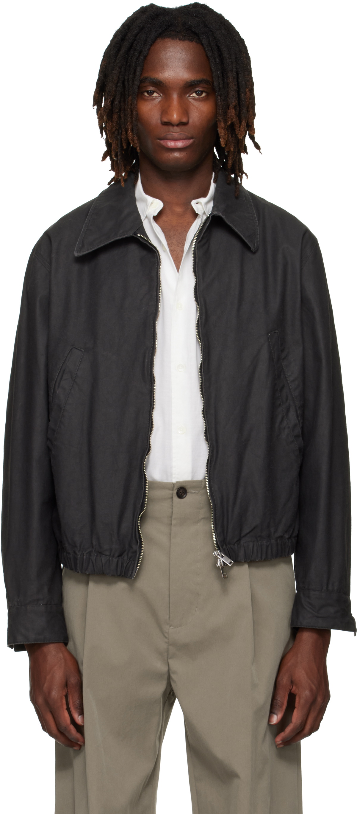 YOKE Black Leather-Like Car Coat YOKE