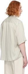 AMI Paris Off-White & Khaki Boxy-Fit Shirt