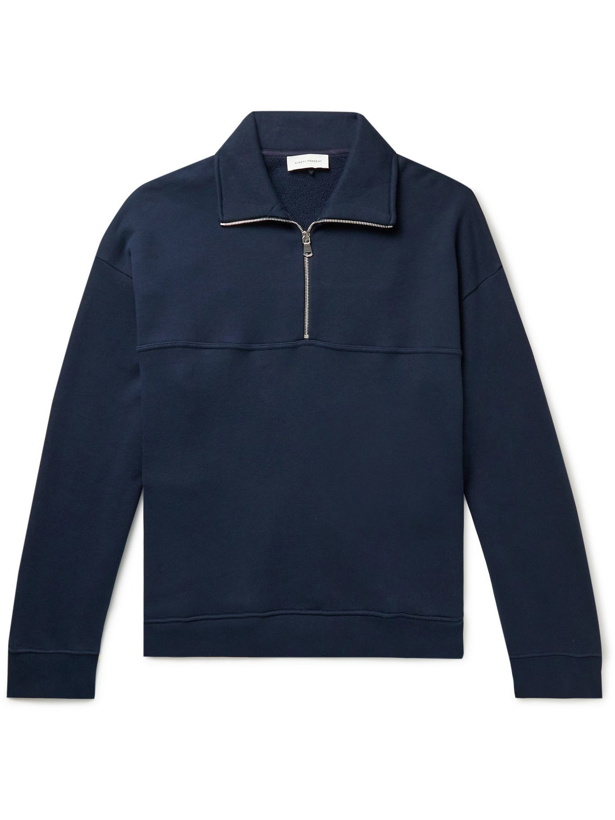 Photo: Ninety Percent - Organic Cotton-Jersey Half-Zip Sweatshirt - Blue