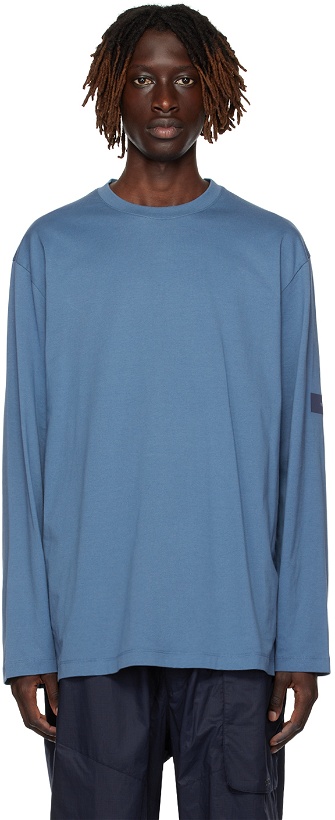 Photo: Y-3 Blue Loose-Fit Long Sleeve T-Shirt