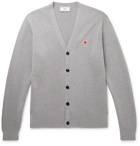 AMI - Logo-Appliquéd Merino Wool Cardigan - Gray