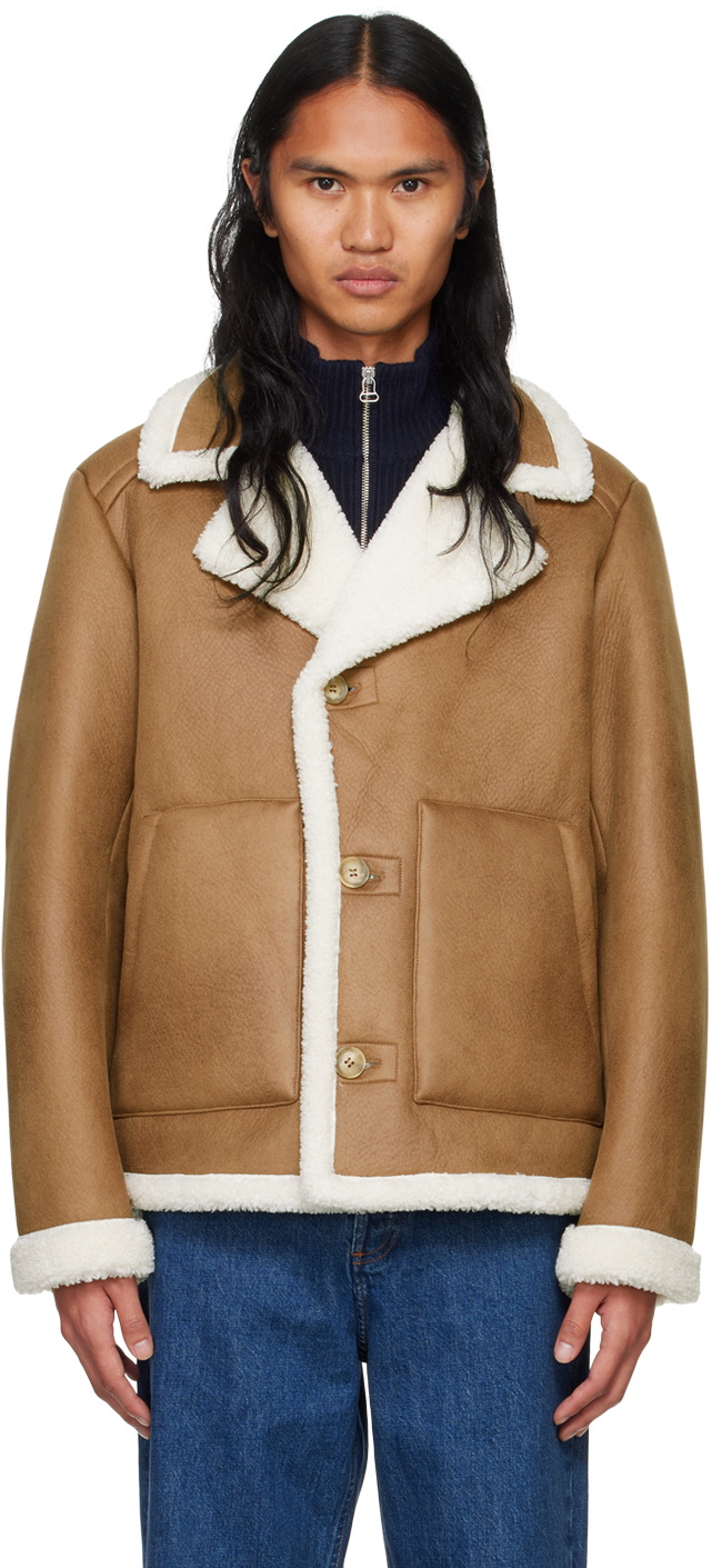 A.P.C. Tan Fin Faux-Shearling Jacket