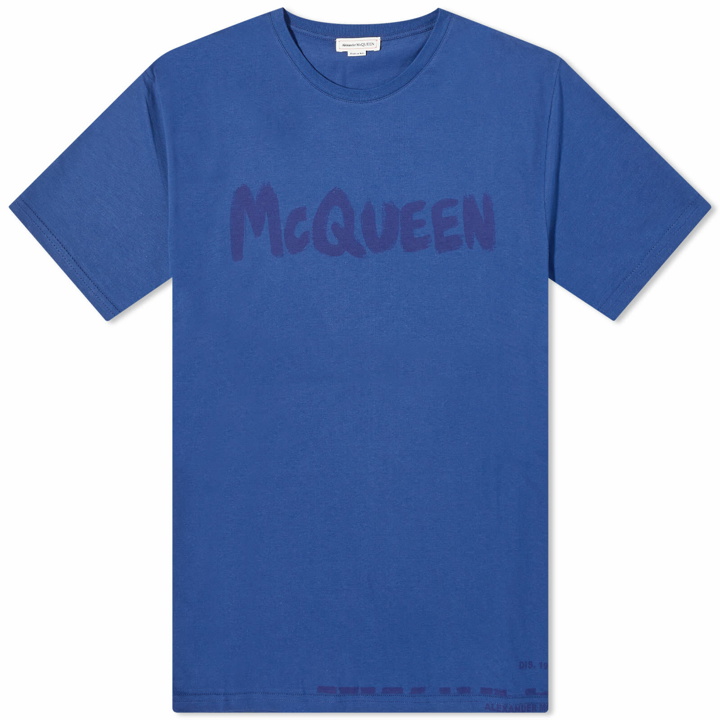 Photo: Alexander McQueen Men's Graffiti Logo T-Shirt in Midnight Blue