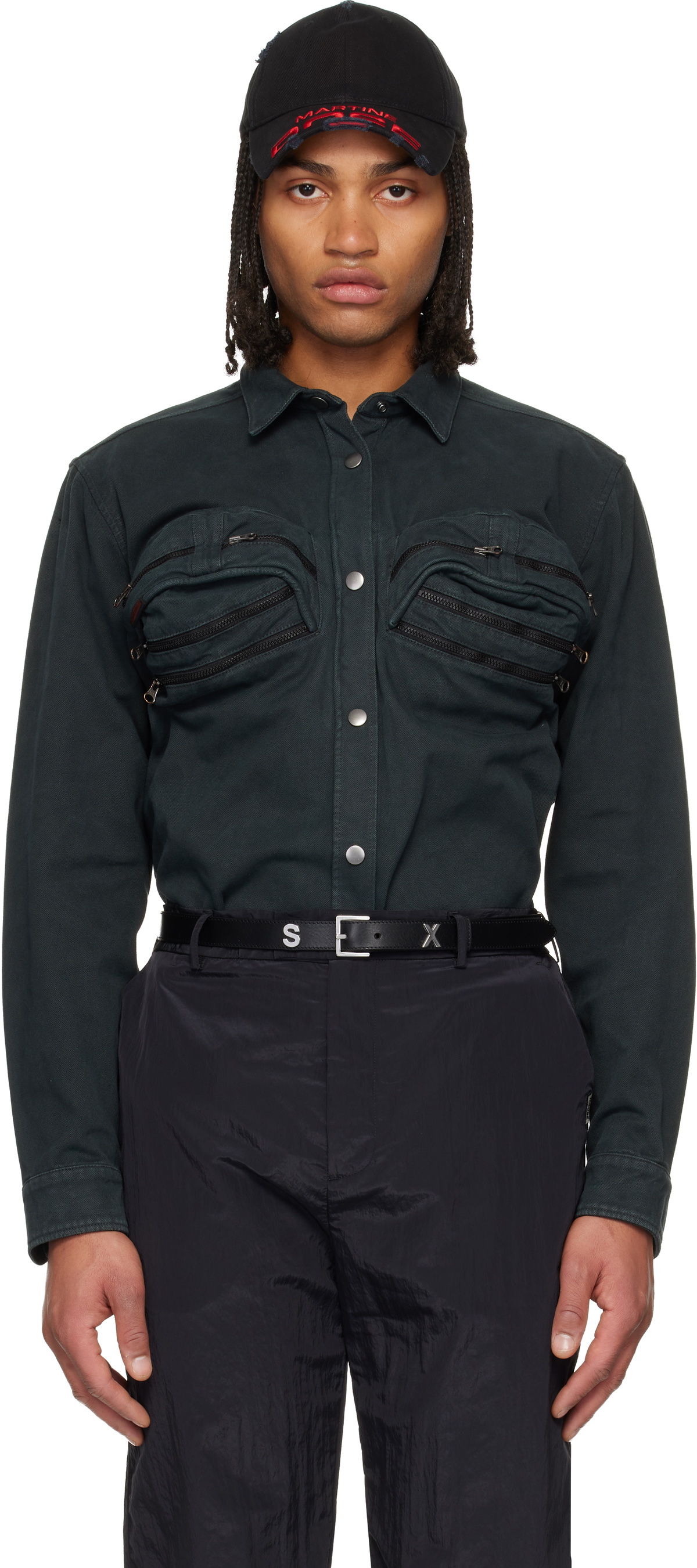 Martine Rose Black Cropped Leather Jacket Martine Rose