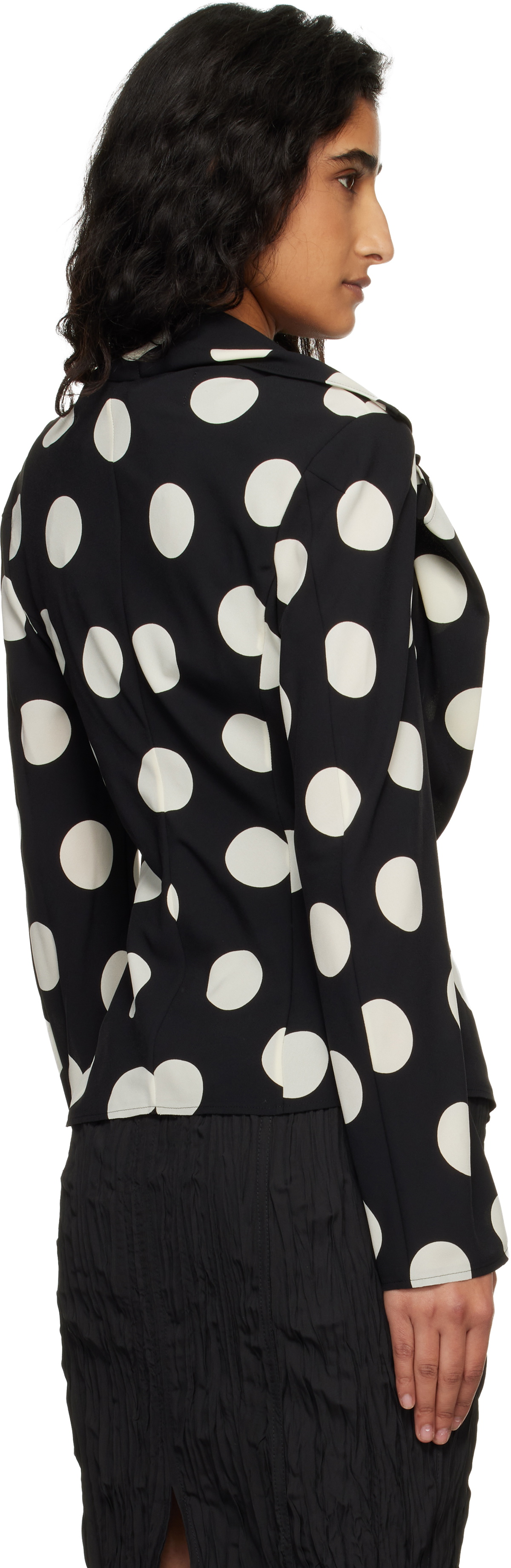 Junya Watanabe Black & Off-White Printed Georgette Blazer