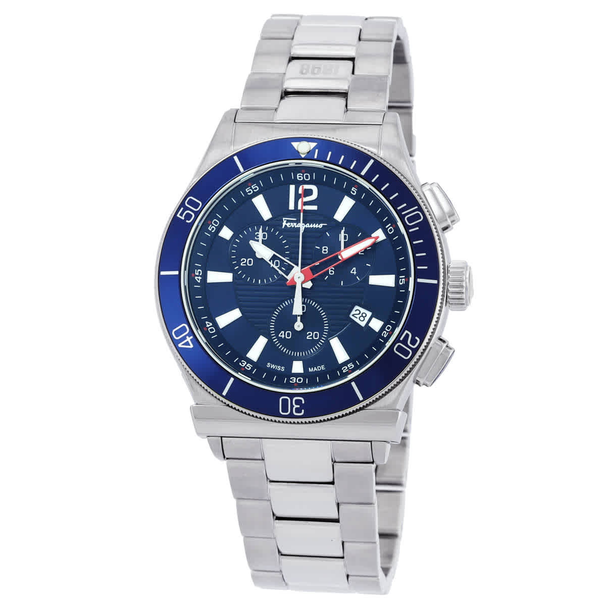 Ferragamo 1898 Sport Chrono Quartz Blue Dial Mens Watch SFYL01622 Salvatore Ferragamo