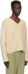 AMI Paris Beige Cropped Sweater