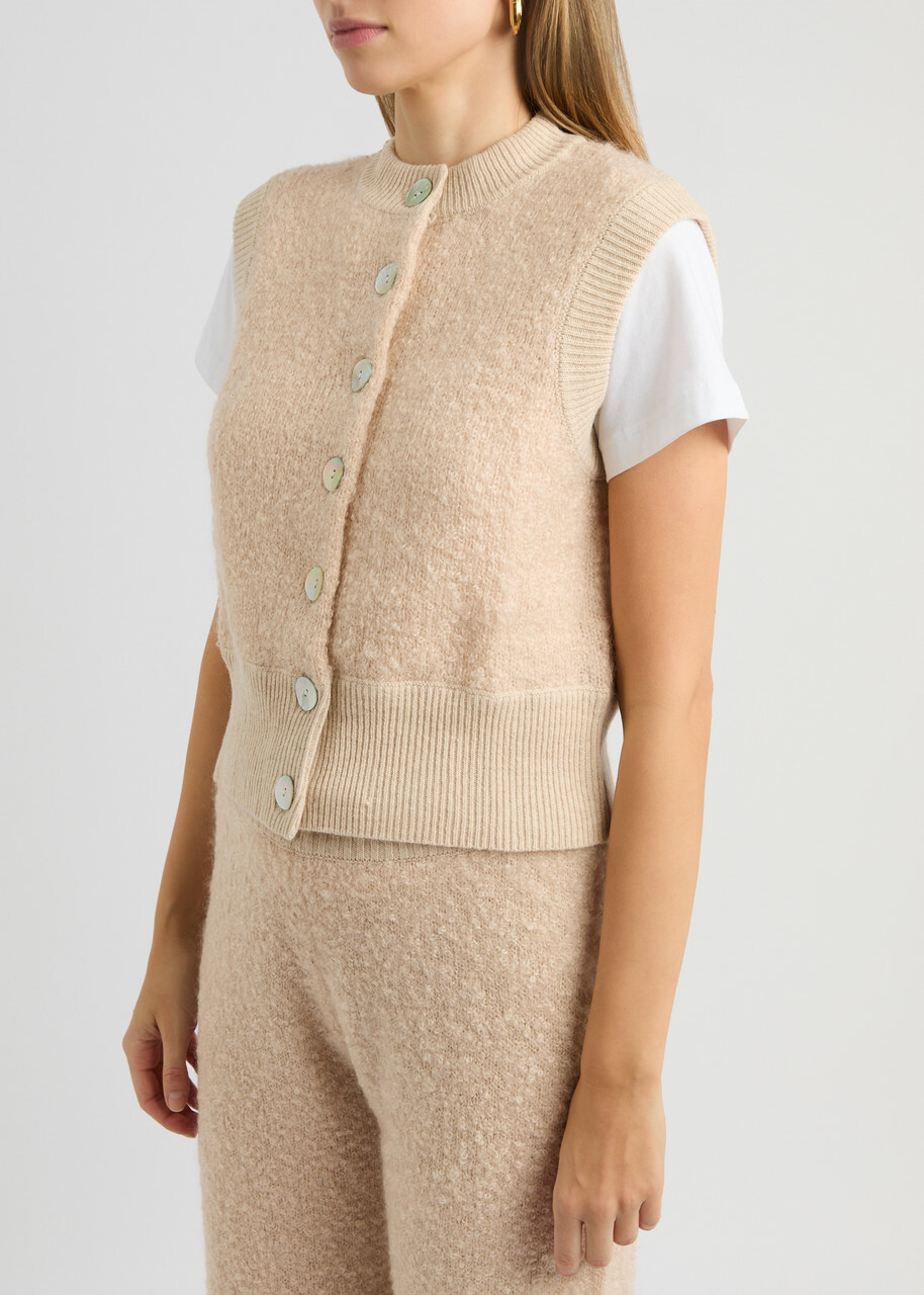 Crush Cashmere Odi Bouclé Mohiar Vest Beige