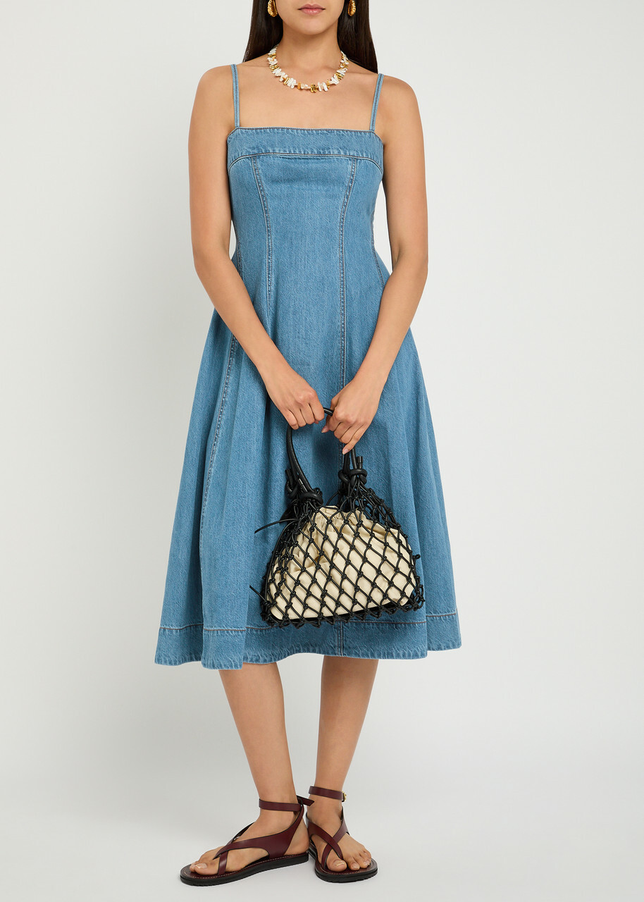 Paige Pippa Panelled Denim Midi Dress Blue