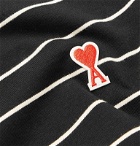 AMI - Logo-Appliquéd Striped Cotton-Jersey T-Shirt - Black