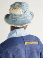 KAPITAL - Quilted Distressed Denim and Printed Twill Bucket Hat