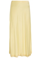Vince Pleated Satin Midi Skirt Yellow