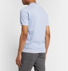 Hugo Boss - Slim-Fit Contrast-Tipped Knitted Cotton Polo Shirt - Blue