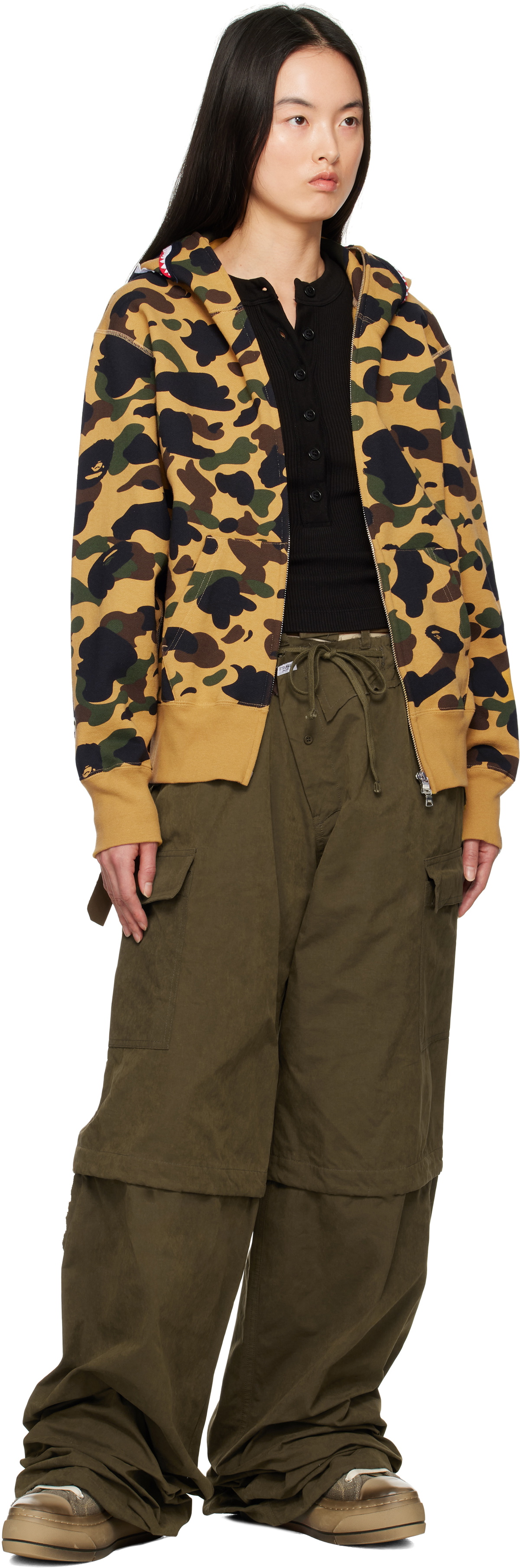 BAPE Khaki & Tan ABC Camo Shark Full Zip Hoodie