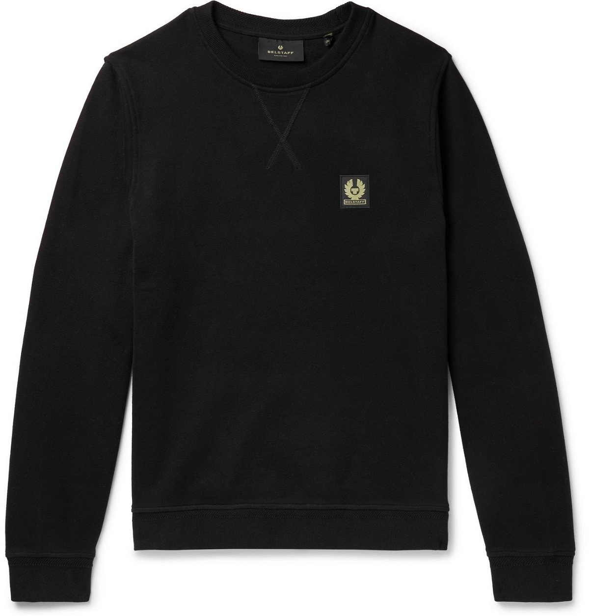 BELSTAFF - Logo-Appliquéd Fleece-Back Cotton-Jersey Sweatshirt - Black ...