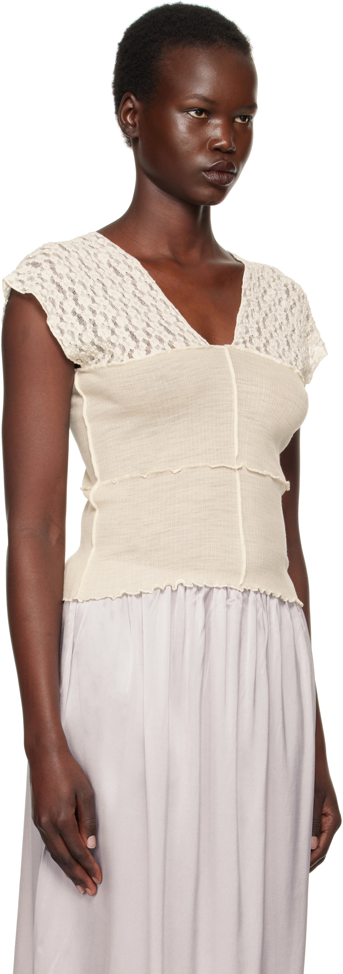 Baserange Off-White Nehru Tank Top Baserange