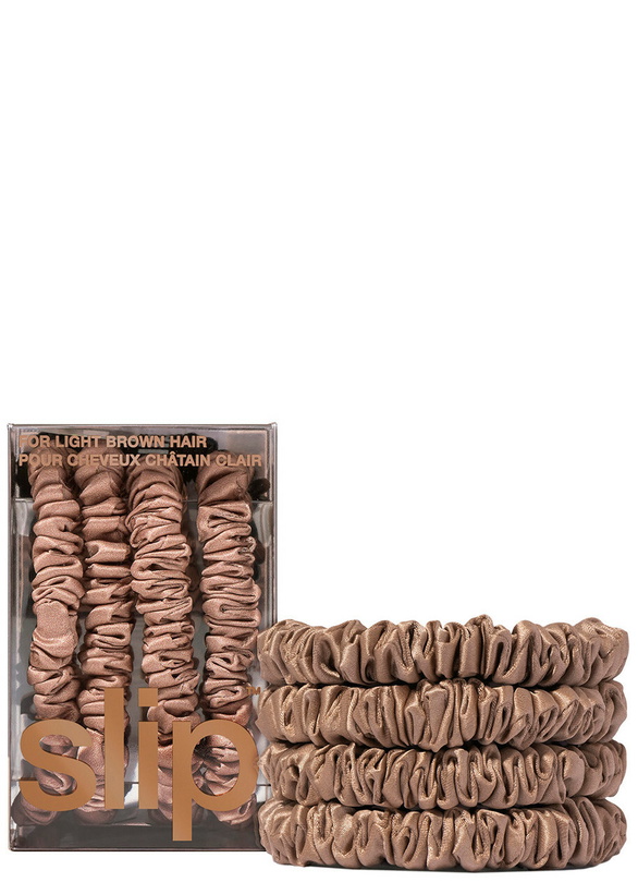 Photo: Slip Pure Silk Skinny Scrunchies - Light Brown