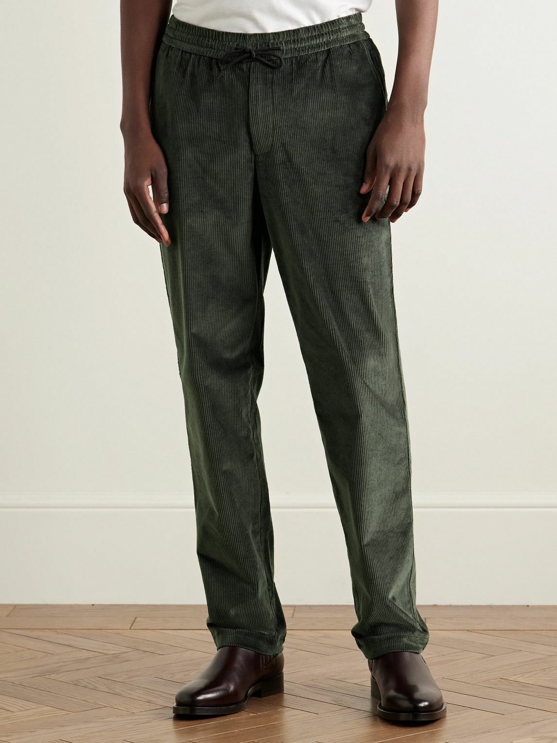 SEASE - Mindset Slim-Fit Cotton-Blend Corduroy Drawstring Trousers - Green