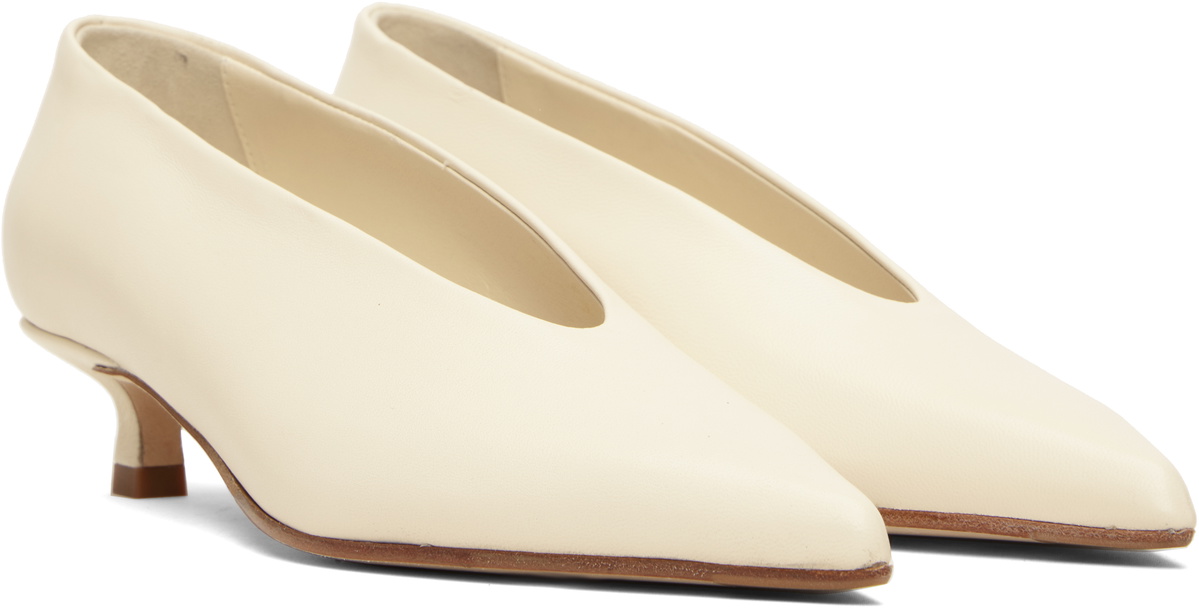 Aeyde Off-White Clara Pointed-Toe Heels