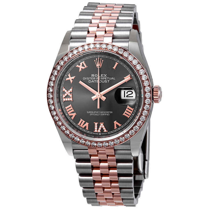 Photo: Rolex Datejust 36 Dark Rhodium Diamond Dial Mens Steel and 18k Everose Gold Jubilee Watch 126281RRDJ