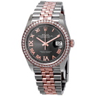 Rolex Datejust 36 Dark Rhodium Diamond Dial Mens Steel and 18k Everose Gold Jubilee Watch 126281RRDJ