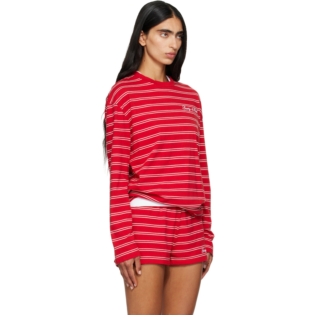Sporty & Rich Red Signature Logo Easy Longsleeve T-shirt