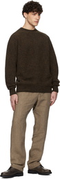 Sunspel Brown Shetland Crew Neck Sweater