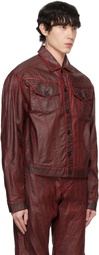 Mugler Burgundy Waxed Denim Jacket