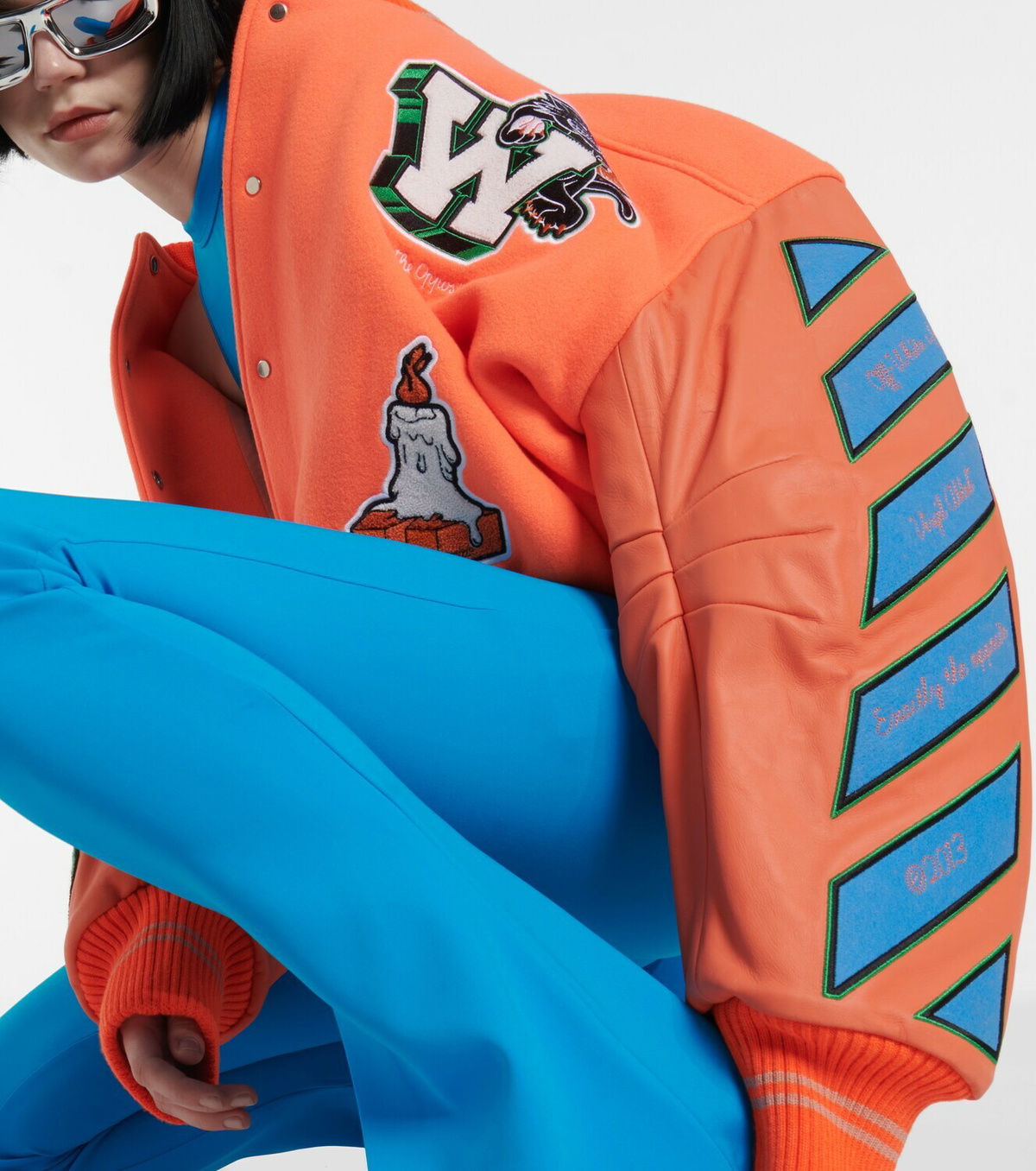Off-White - Appliqué wool-blend bomber jacket