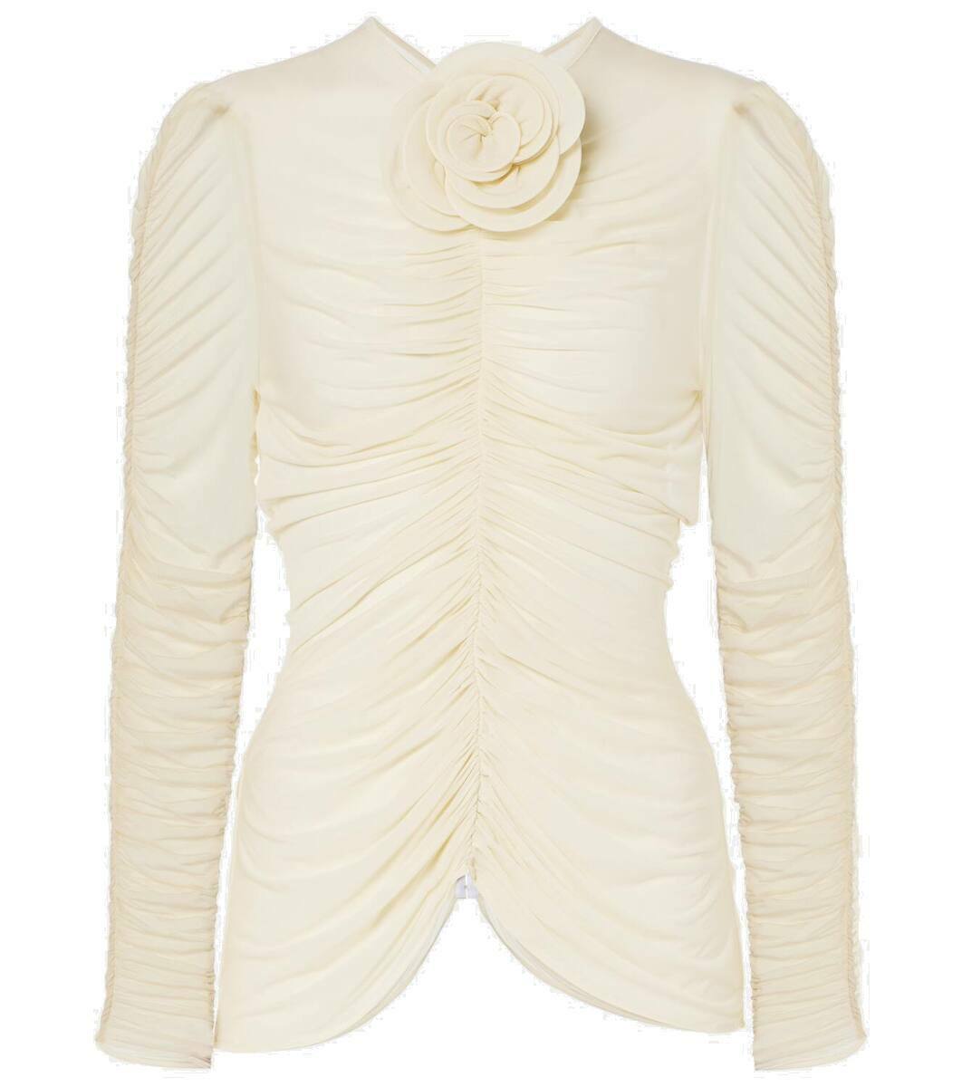 Magda Butrym Floral-appliqué ruched top Magda Butrym
