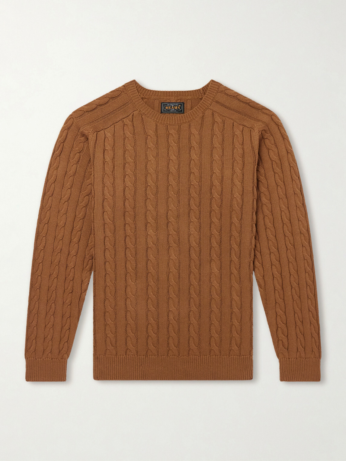 Beams Plus - Cable-Knit Cotton Sweater - Brown
