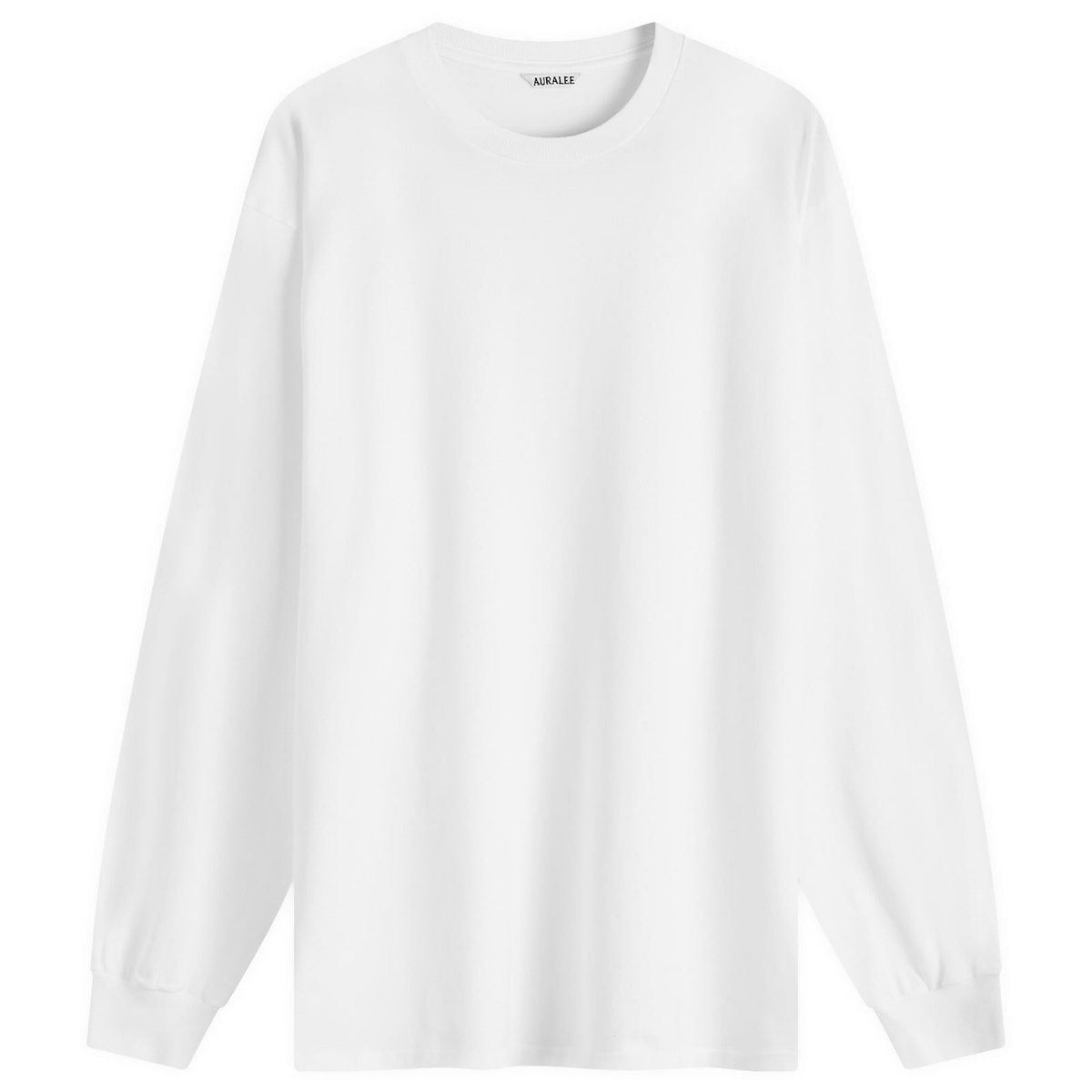Auralee Men's Luster Plaiting Long Sleeve T-Shirt in White Auralee