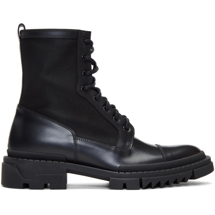 Photo: Versace Black Leather Lace-Up Boots 