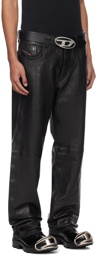 Diesel Black P-Macs-LTH Leather Pants
